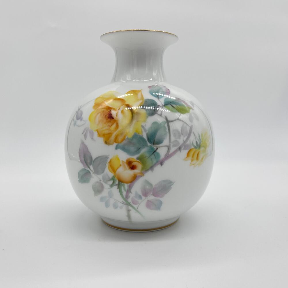 Vintage Noritake Vase Hand Painted Floral 6" China M Mark Antique Home Decor